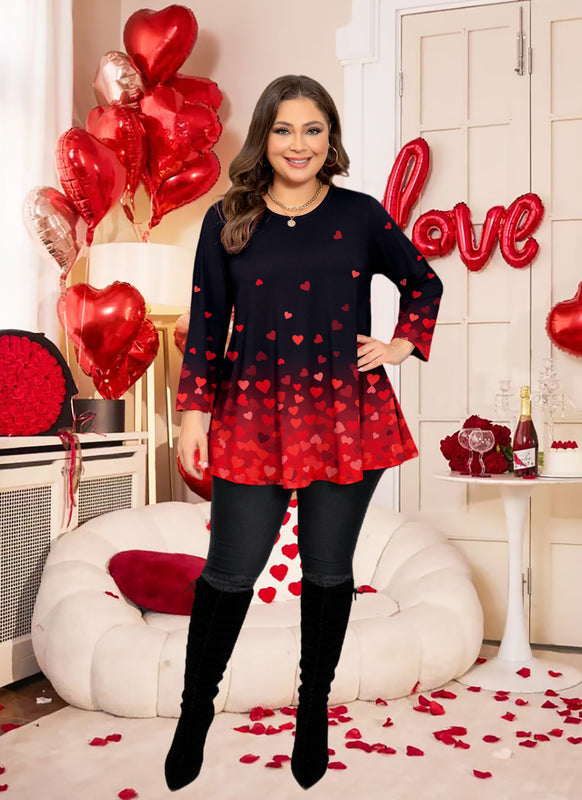 Women's Classic Black Swing Tunic Top – 3/4 Sleeve, Plus Size