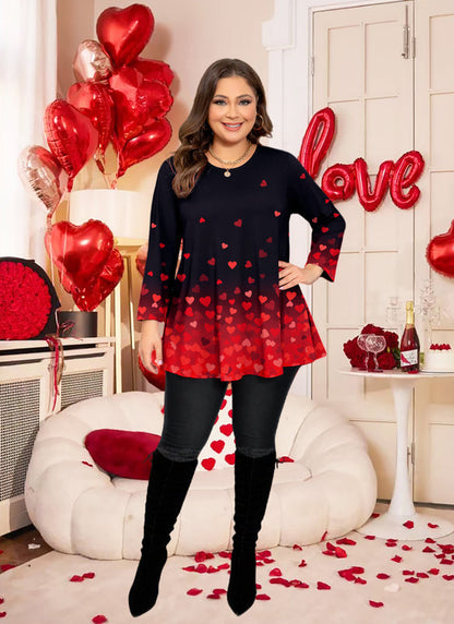 Women's Classic Black Swing Tunic Top – 3/4 Sleeve, Plus Size