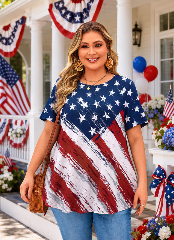 Women's American Flag Swing Tunic Top – Short Sleeve, S–4XL