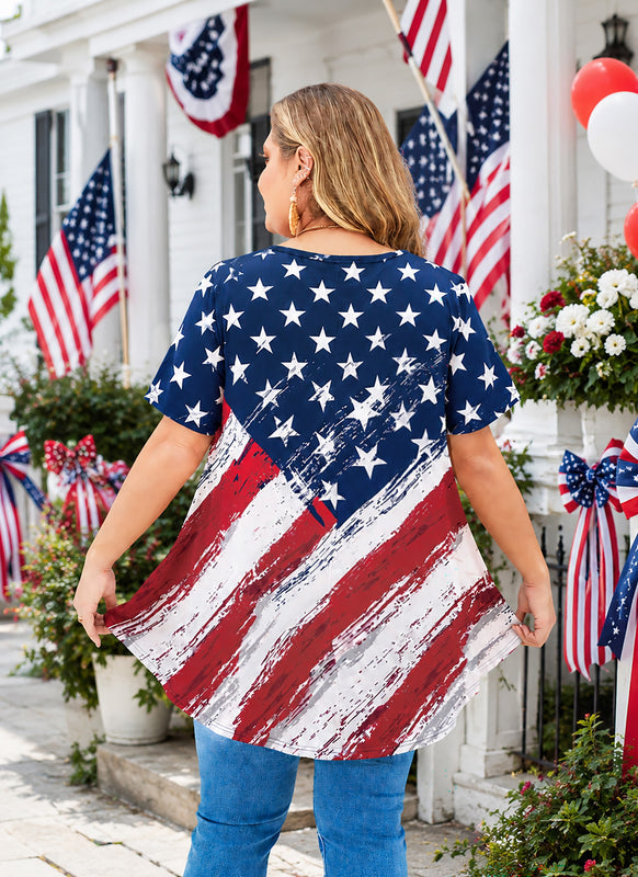 Women's American Flag Swing Tunic Top – Short Sleeve, S–4XL
