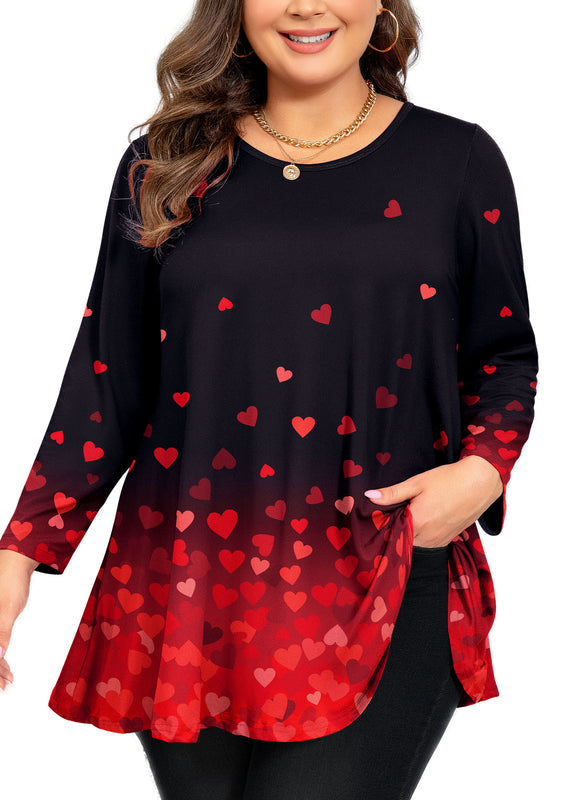 Women's Classic Black Swing Tunic Top – 3/4 Sleeve, Plus Size