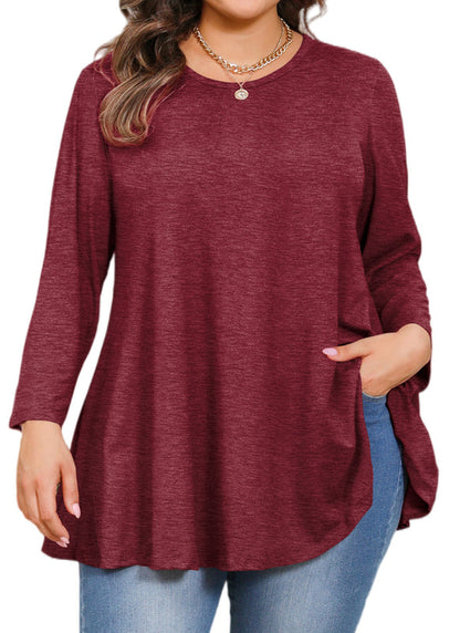 Women's Flowy Swing Tunic Top – 3/4 Sleeve, Plus Size