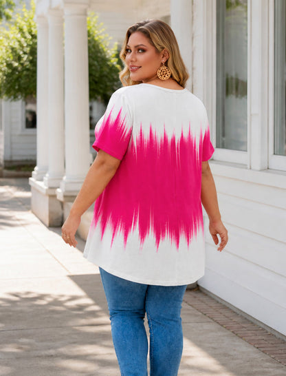Women's Plus Size Short Sleeve Swing Tunic Top | Flowy Blouse