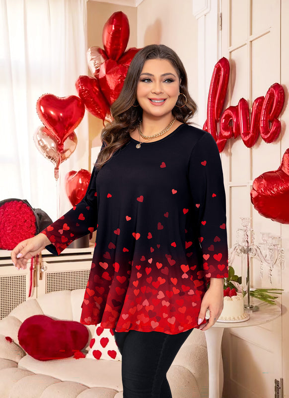 Women's Classic Black Swing Tunic Top – 3/4 Sleeve, Plus Size