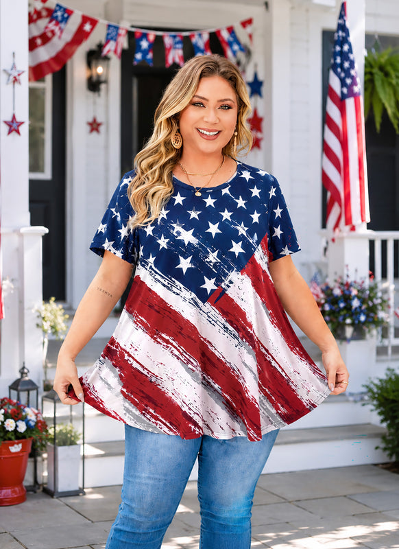 Women's American Flag Swing Tunic Top – Short Sleeve, S–4XL